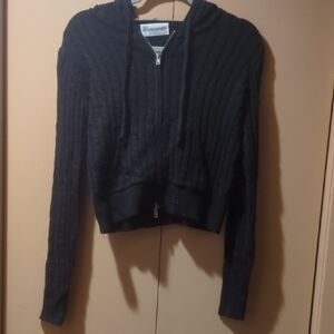 No Boundaries Black Knit Zip-Up Sweater